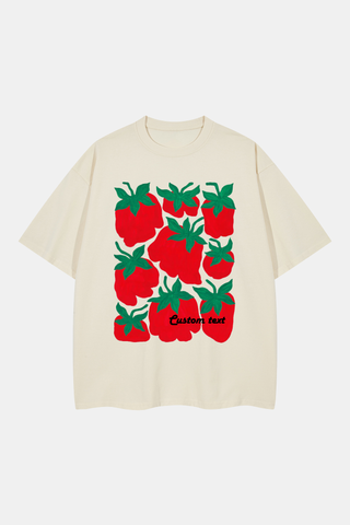 ABSTRACT REALISM STRAWBERRIES AND TOMATOES OVERSIZED TEE