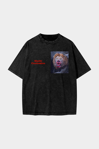 BLOODY LION WASHED DROP SHOULDER OVERSIZED TEE