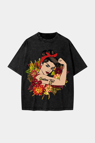 A POWERFUL WOMEN SURROUNDED BY FLOWERS OVERSIZED TEE