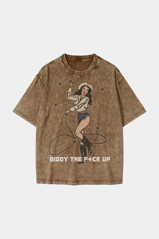 COWGIRL WHIP SLAPPING ACTION SUCH AS BEAUTIFUL DANCE RETRO TEE