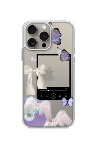 VIOLET BUTTERFLY AND DISC MUSIC PLAY FRAME PHONE CASE FOR iPhone