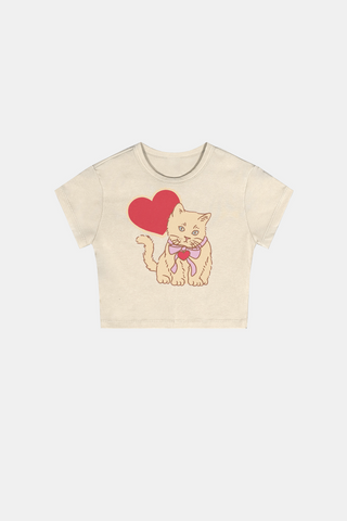 LOVELY CAT AND A HEART SYMBOL HOTTIE BABY TEE