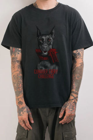 DUBIN DOG HUNG A GUN VINTAGE OVERSIZED TEE