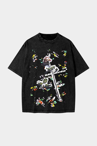 THE LIGHT AND SHADOW OF FLOWERS DROP SHOULDER OVERSIZE TEE