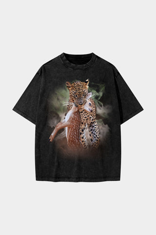 LEOPARD HUNTED A SIKA WASHED VINTAGE TEE