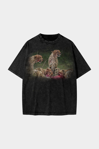 LEOPARDS ROUND AND HUNT WASHED VINTAGE TEE