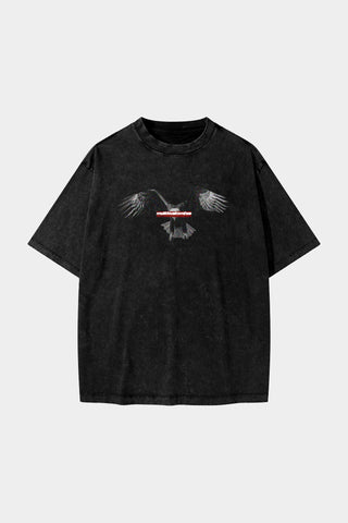 BALD EAGLE WITH LASER RED RECTANGLE OVERSIZED TEE