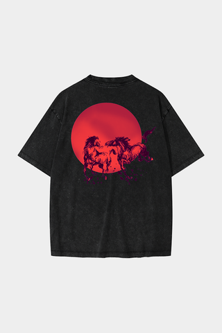 HORSES RACING UNDER THE SUNSET VINTAGE OVERSIZE TEE