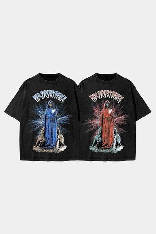 DEATH COMES AND RAISING DEATH ON THOUSANDS DROP SHOULDER TEE