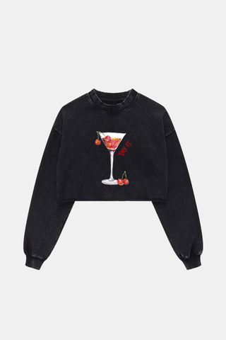 MARTINI COCKTAIL LONG SLEEVE CROP TOP