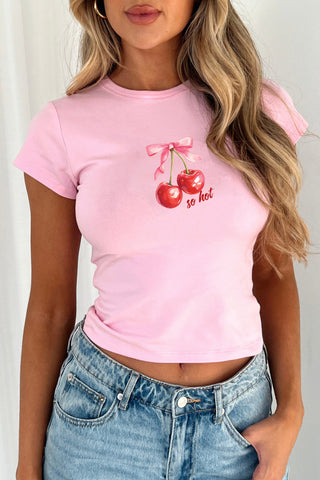 CHERRY AND RIBBON BOW BABY TEE
