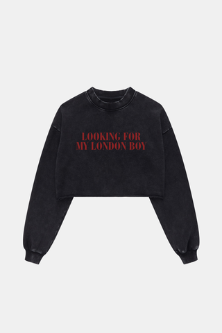 FREE TEXT ON FRONT CHEST LONG SLEEVE CROP TOP