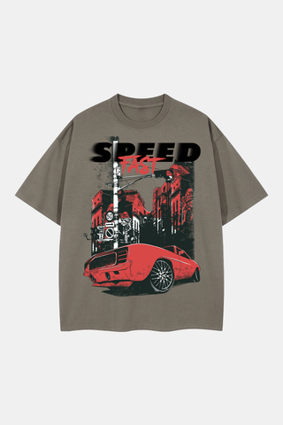 RETRO MUSCLE CAR CITY VIEW DROP SHOULDER OVERSIZED TEE