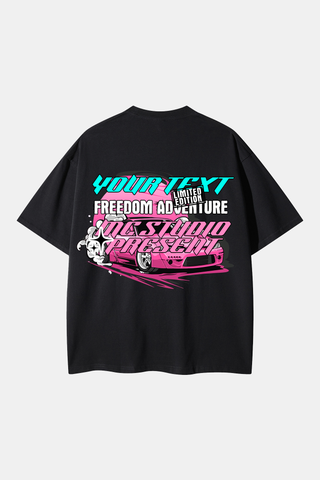 PINK FANCY COUPE CAR DROP SHOULDER OVERSIZED TEE