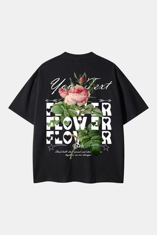 FLOURISHING ROSE DROP SHOULDER OVERSIZED TEE