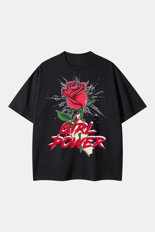 WONDERFUL RED ROSE DROP SHOULDER OVERSIZED TEE