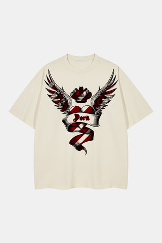 CROWN WINGS AND HEART RETRO OVERSIZE TEE