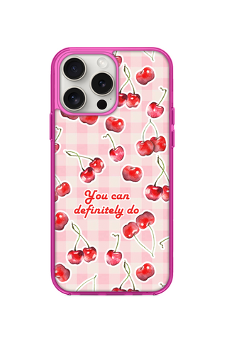 PINK GINGHAM CHERRIES PHONE CASE FOR iPhone