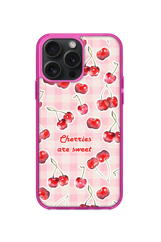 PINK GINGHAM CHERRIES PHONE CASE FOR iPhone