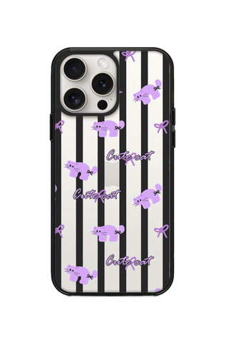 PURPLE CAT AND STRIPES PHONE CASE FOR iPhone