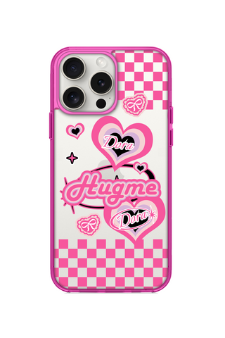 OLD SCHOOL PINK CHECKERS AND HEART SYMBOL PHONE CASE FOR iPhone